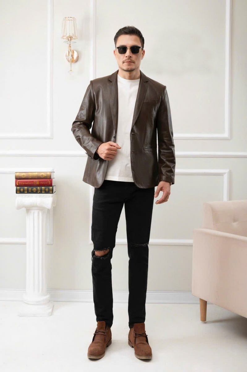 áo vest da nam xịn