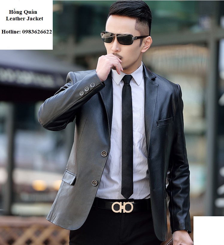 áo vest da thật nam