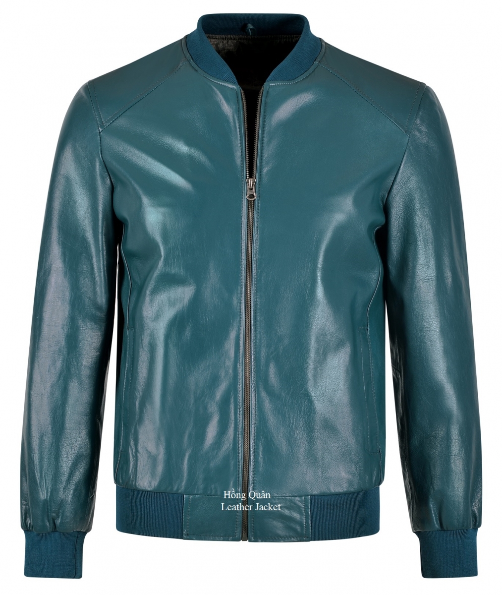 ÁO DA BOMBER NAM DA CỪU MÀU XANH TRẺ TRUNG SANG CHẢNH 252