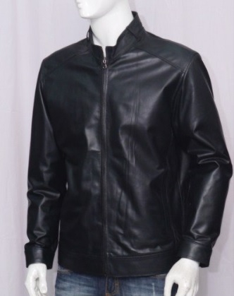 ÁO DA BÒ XỊN CỔ TRÒN DÁNG TRƠN MÀU ĐEN 112