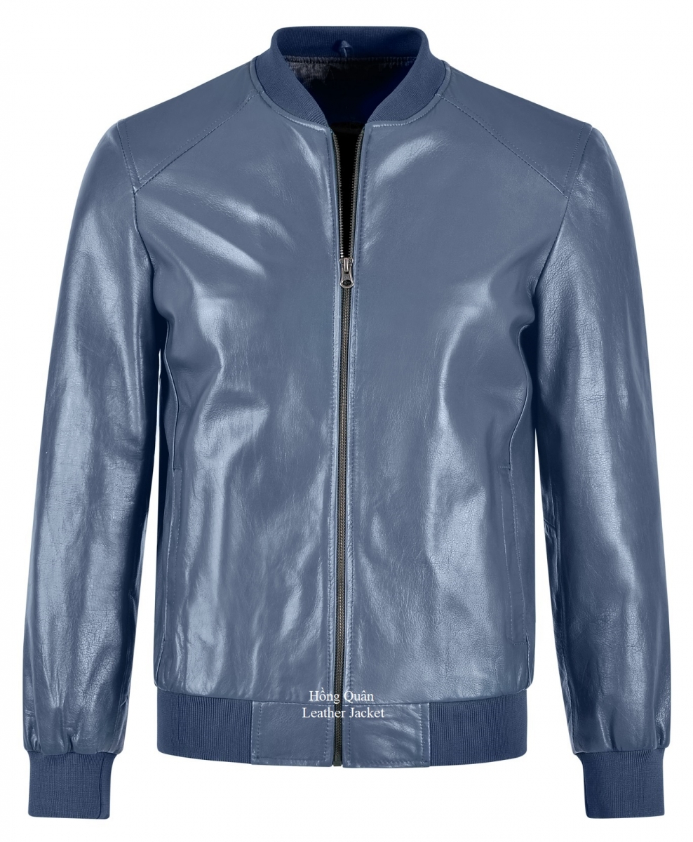 ÁO DA BOMBER DA CỪU THẬT CAO CẤP MÀU XANH 251