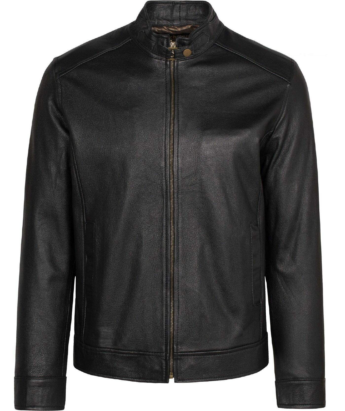 ÁO DA NAM HÀNG HIỆU - DA DÊ DÁNG TRƠN CỔ TRÒN MÀU ĐEN 305