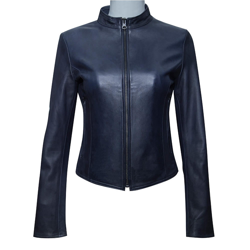 ÁO KHOÁC DA CỪU NỮ MÀU XANH TÍM THAN