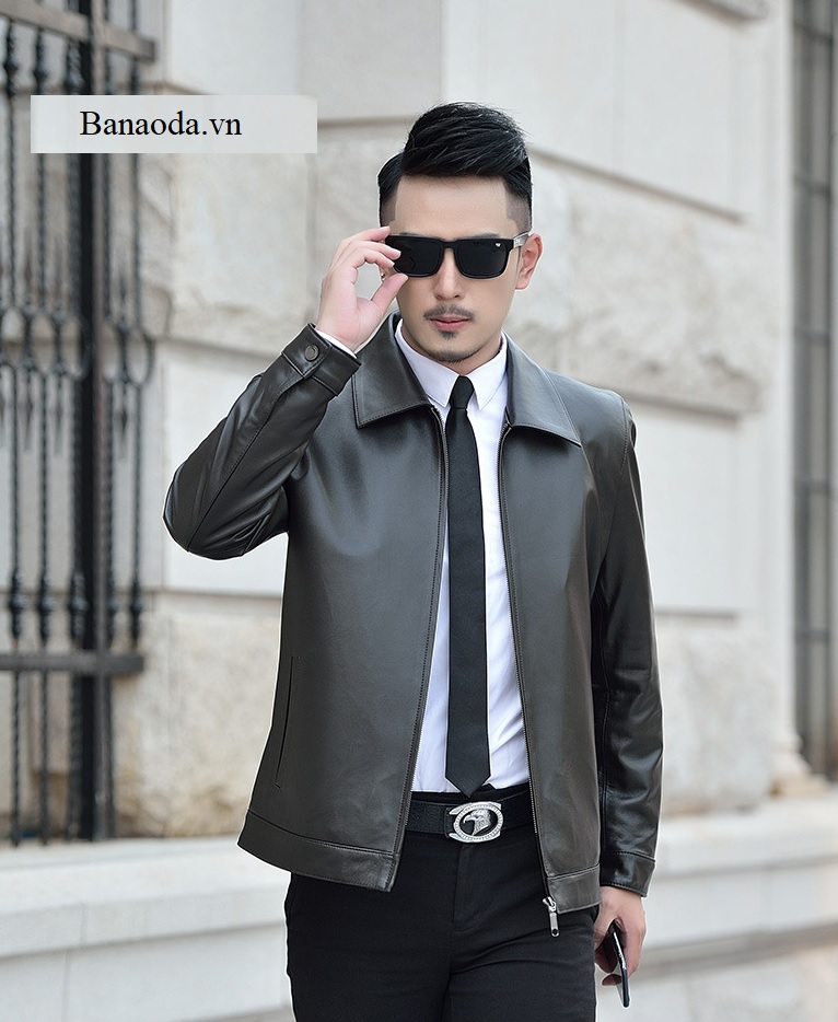 ÁO DA THẬT CAO CẤP DA CỪU NHUNG DÁNG CỔ BẺ MÀU NÂU CAFE (232)