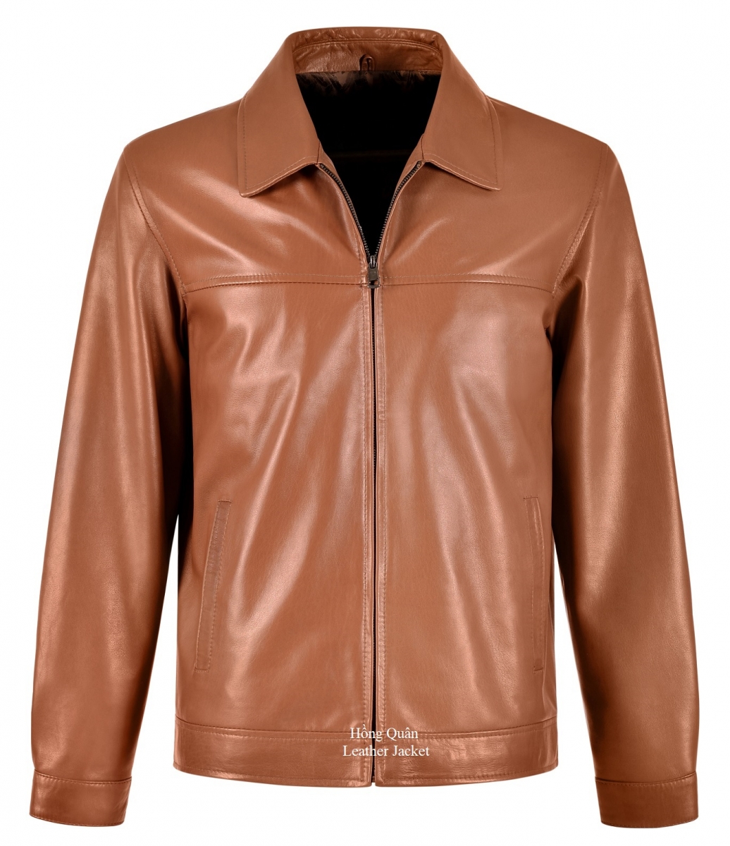 ÁO DA THẬT CỔ BẺ CHẤT LIỆU DA CỪU Ý MÀU NÂU VÀNG 268