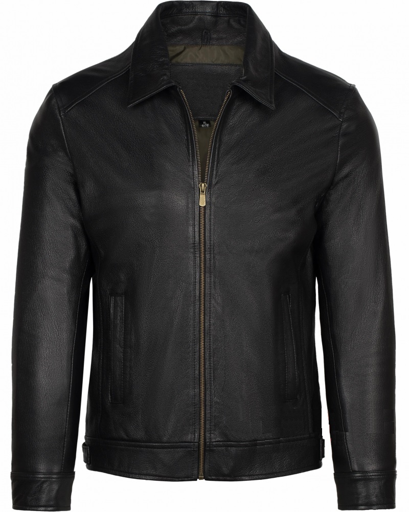 ÁO DA XỊN NHẬP KHẨU - DA DÊ MÀU ĐEN CỔ BẺ KÉO KHÓA 309