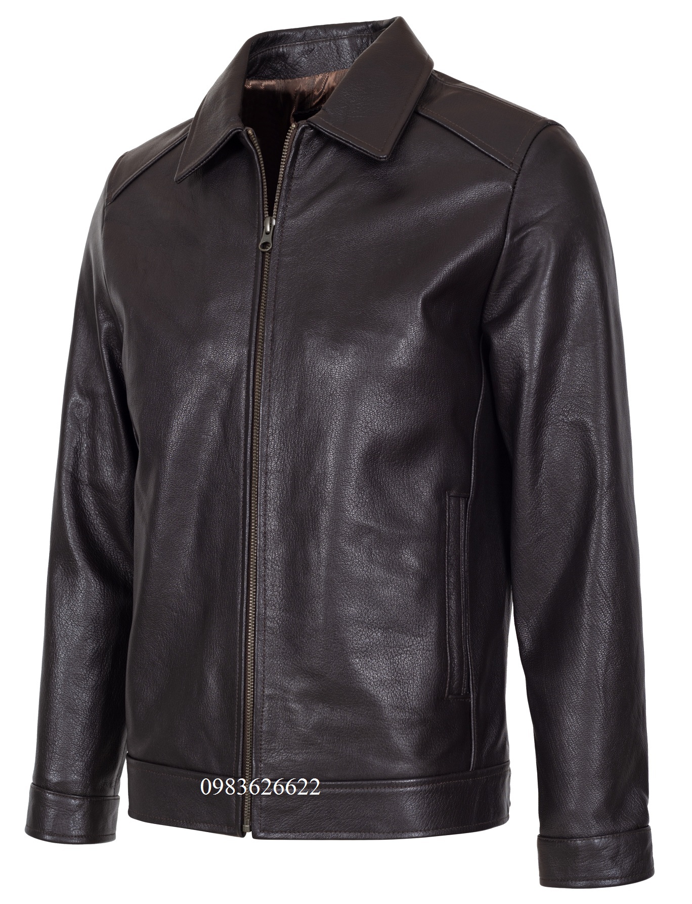 ÁO KHOÁC DA CỔ BẺ CHẤT LIỆU DA DÊ THẬT CAO CẤP MÃ 322