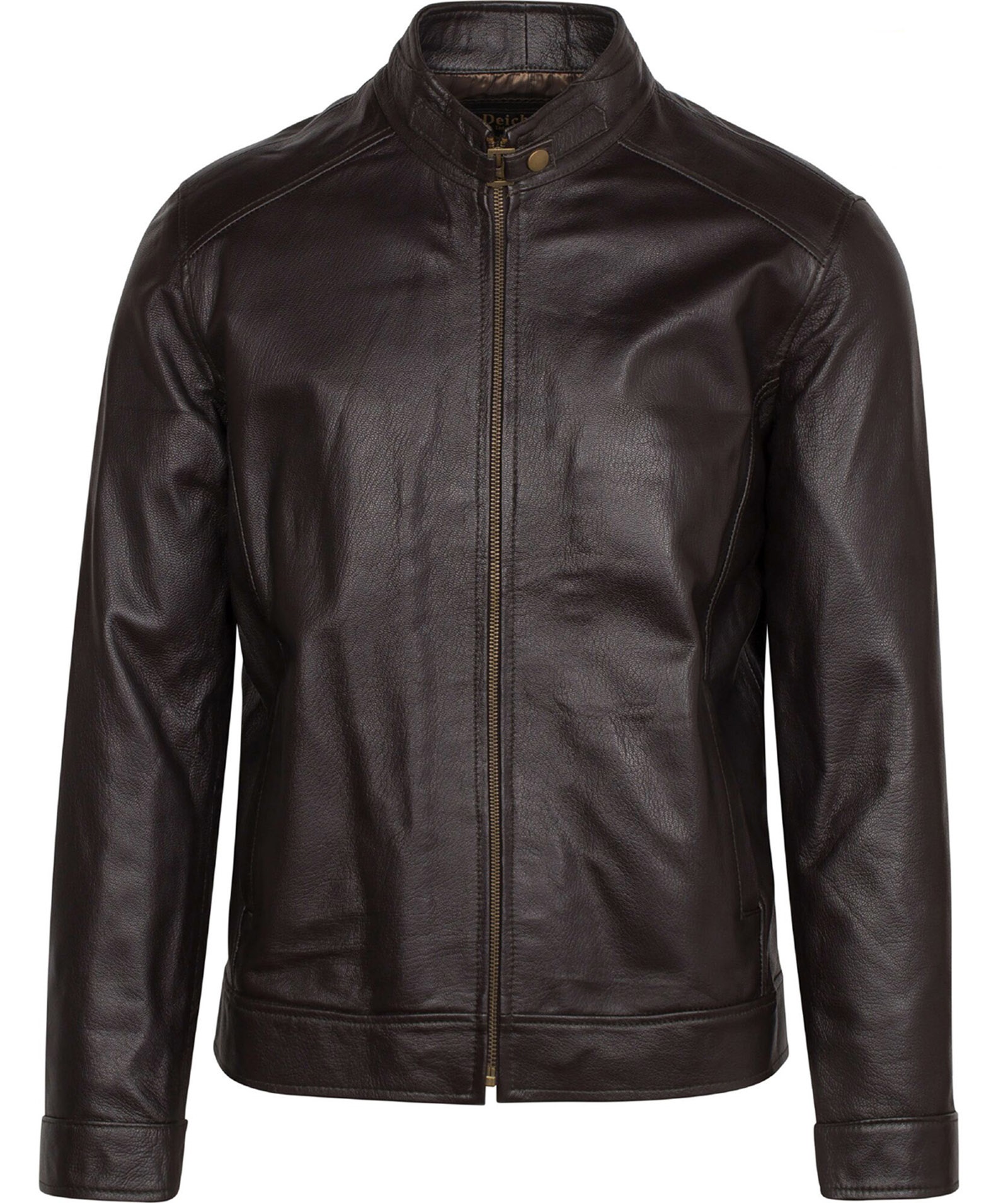 ÁO KHOÁC DA DÊ XỊN - MÀU NÂU CỔ TRÒN DÁNG TRƠN 312