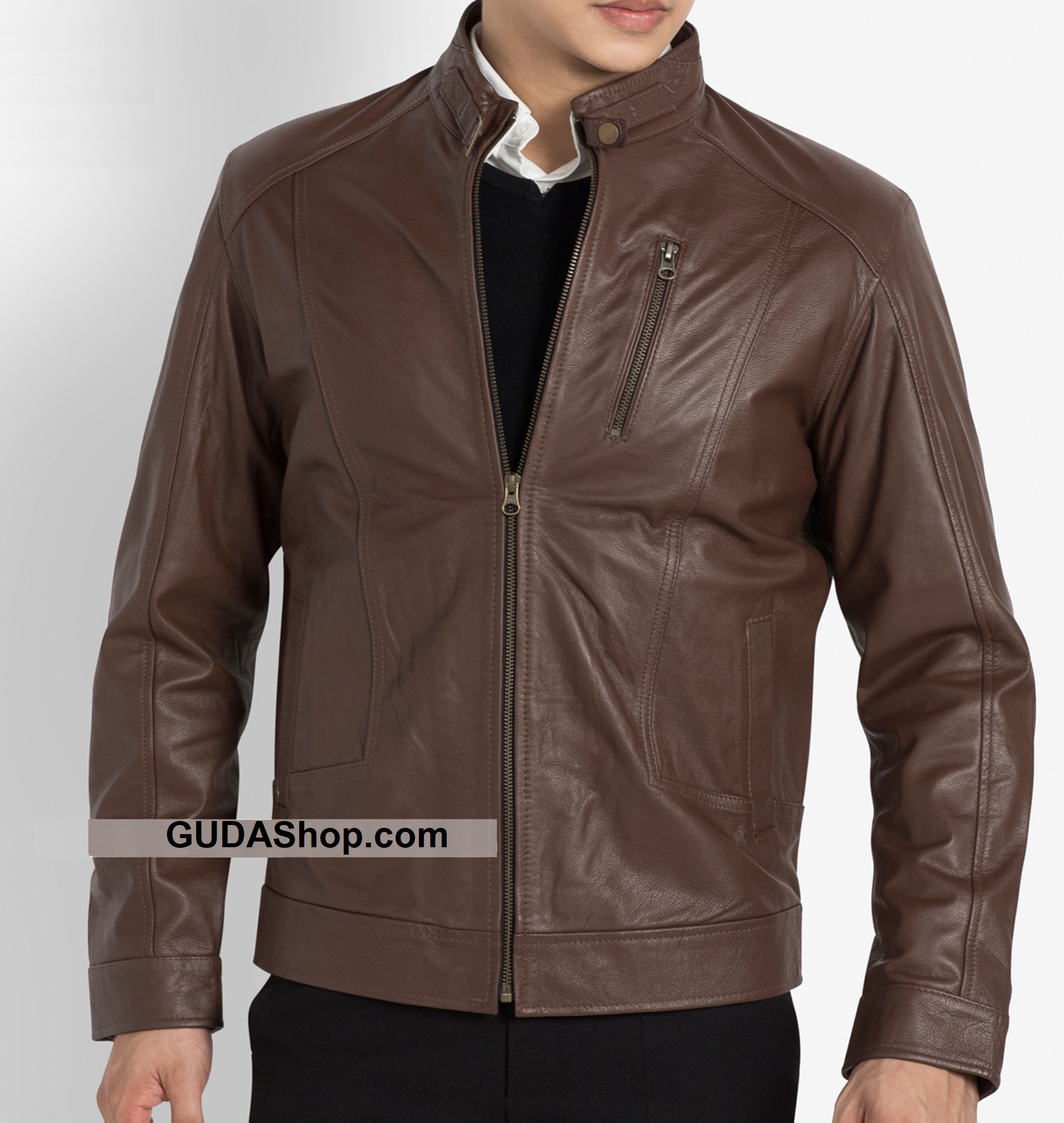 ÁO KHOÁC DA NAM XỊN - DA BÒ CAO CẤP MÀU NÂU 113