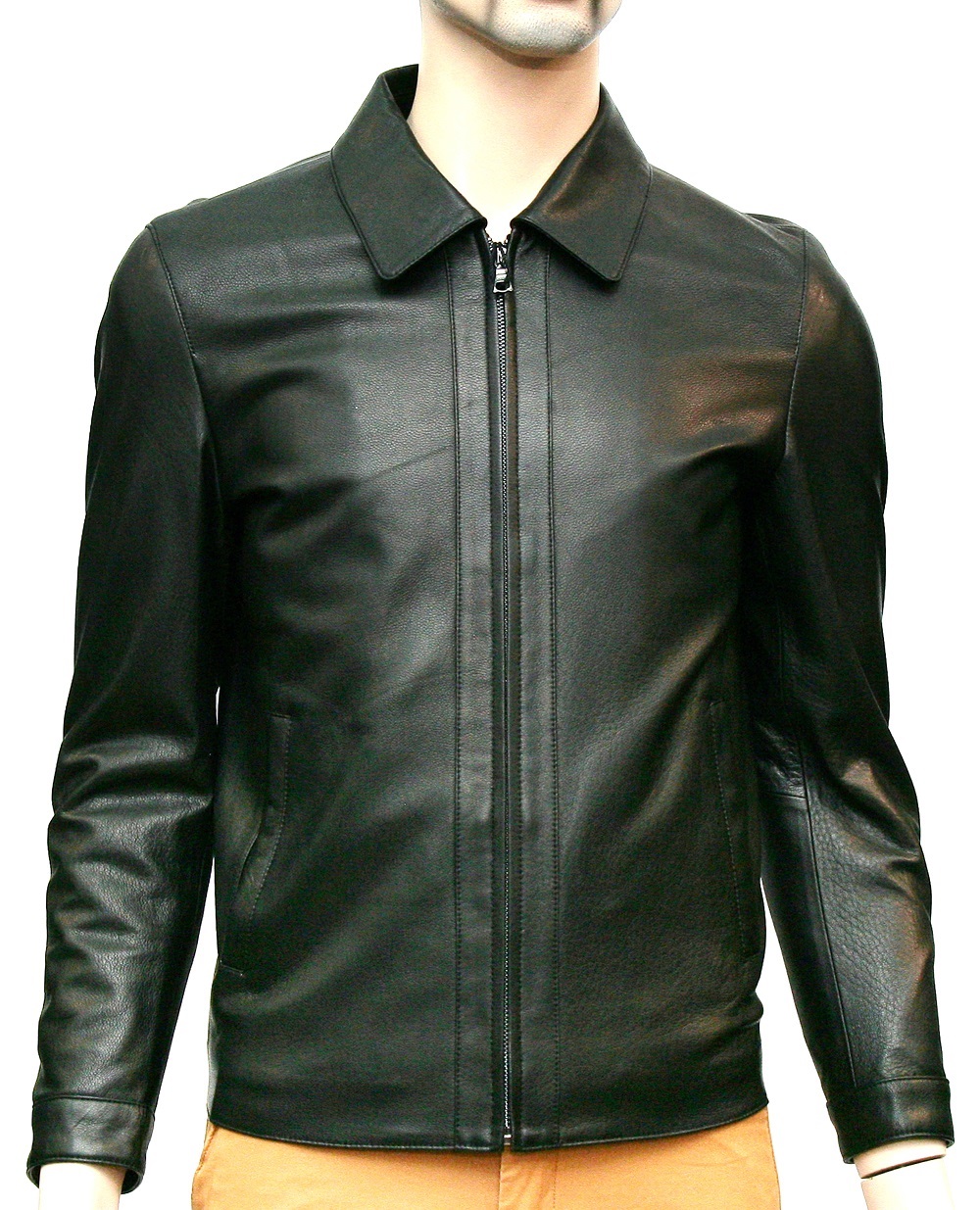 ÁO KHOÁC DA NAM XỊN DA CỪU THẬT CAO CẤP CỔ BẺ MÀU ĐEN DÁNG CỔ BẺ (202)